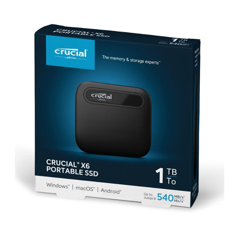 هارد خارجي Crucial X6 Portable SSD 1TB - أداء عالي - USB 3.2 - رقم القطعة CT1000X6SSD9