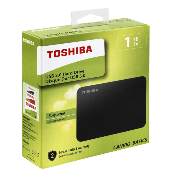 هارد خارجي Toshiba Canvio Basics 1TB - USB 3.0 - أداء عالي - رقم القطعة HDTP410EK3AA