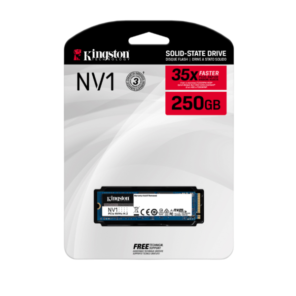 هارد داخلي Kingston NV1 NVMe PCIe SSD 250GB M.2 2280 - أداء عالي - رقم القطعة SNVS250G