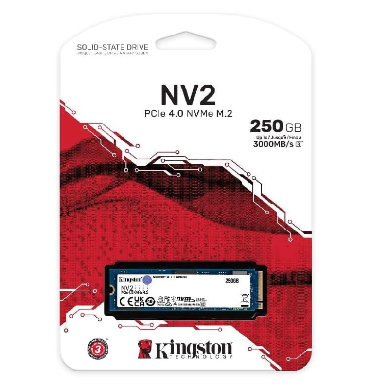 هارد داخلي Kingston NV2 NVMe PCIe SSD 250GB M.2 2280 - أداء عالي - رقم القطعة SNV2S250G