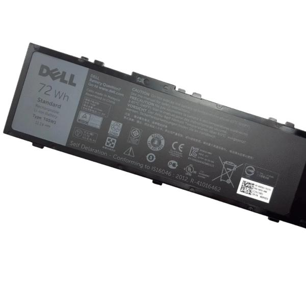 بطارية Dell T05W1 أصلية متوافقة مع Precision 15 و17 - سعة 72 واط/ساعة