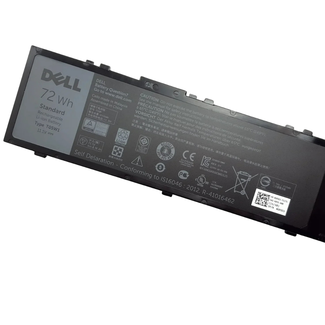 2 بطارية Dell T05W1 أصلية متوافقة مع Precision 15 و17 - سعة 72 واط/ساعة - الصورة 1