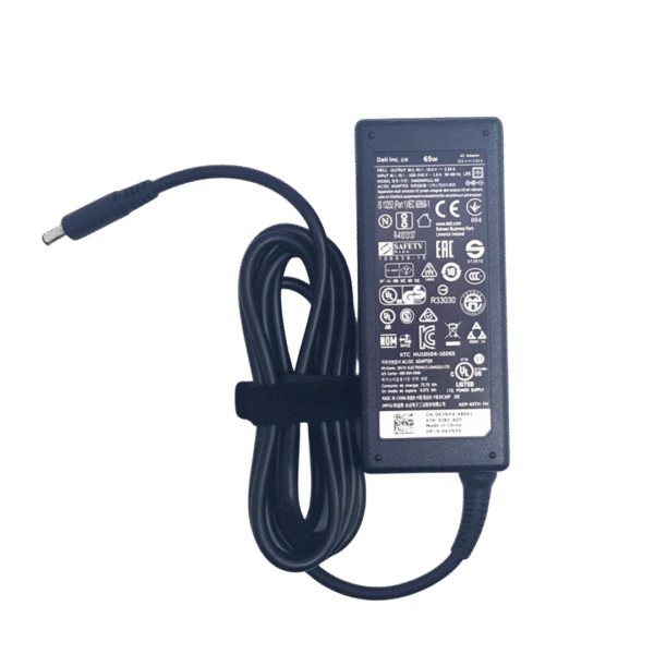 شاحن ديل أصلي 65W – Genuine Dell Charger 19.5V 3.34A 65W 4.5×3.0mm – LA65NS2‑01 وقطع متوافقة