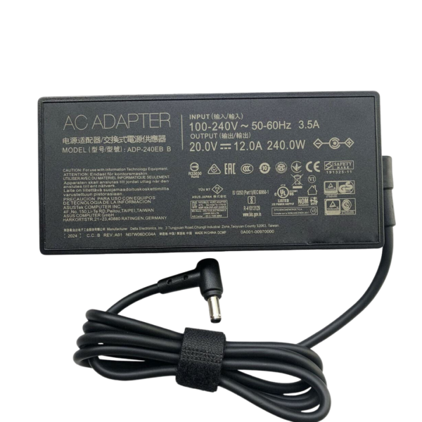 شاحن اسوس أصلي 240 واط - 20V 12A - Type 6.0x3.7mm - ASUS ROG Zephyrus - Original Asus Charger - رقم القطعة ADP-240EB B