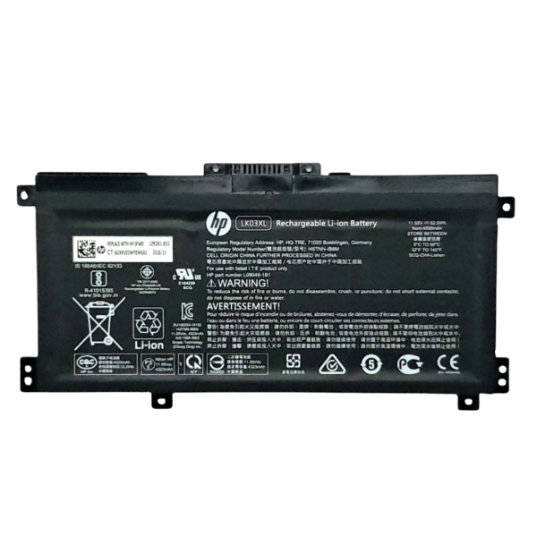 بطارية HP LK03XL أصلية متوافقة مع Envy X360 15-BP/BQ/CN/CP وEnvy 17-AE/BW/CE - سعة 52 واط/ساعة