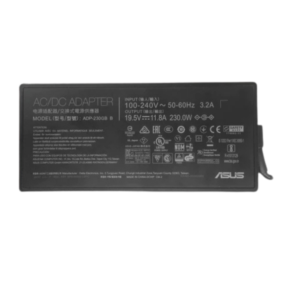 شاحن اسوس 230 واط أصلي – 19.5V 11.8A – 6.0×3.7mm – ADP-230EB T – ASUS ROG / Strix / Zephyrus
