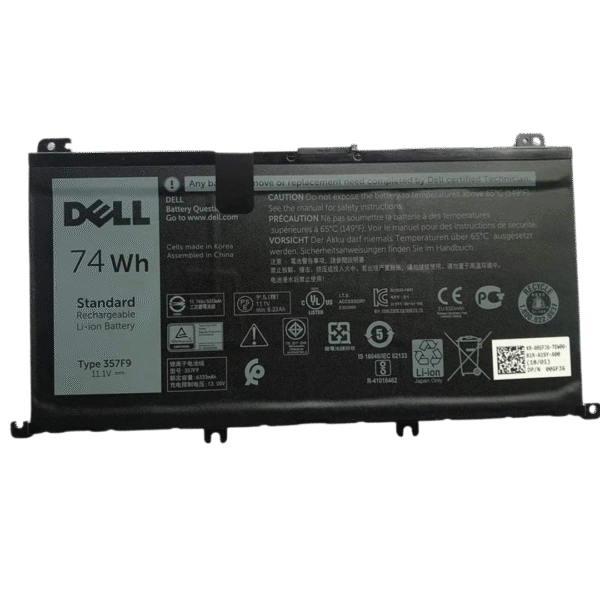 بطارية Dell 357F9 / 71JF4 / 0GFJ6 / 071JF4 أصلية متوافقة مع Inspiron وG3 وG5 - سعة 74 واط/ساعة