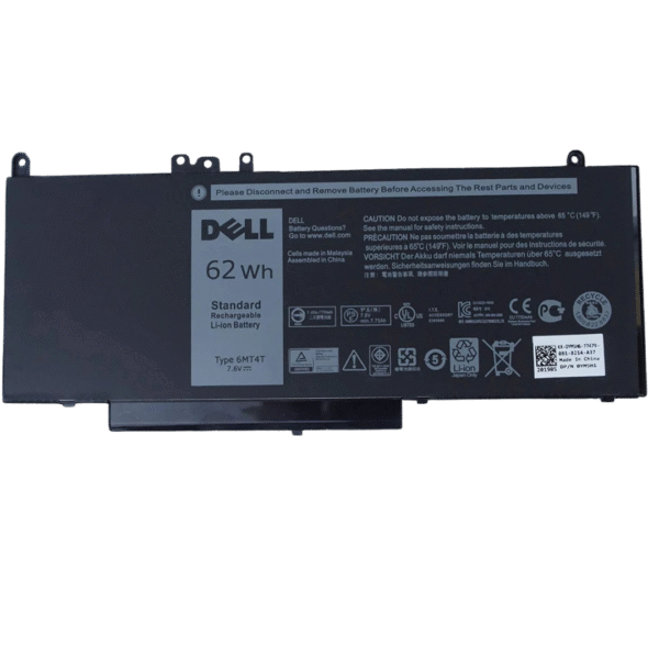 بطارية Dell 6MT4T أصلية متوافقة مع Latitude وPrecision - سعة 62 واط/ساعة