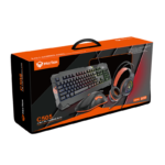 تجميعة 4 في 1 من ملحقات الألعاب من Meetion - كيبورد وماوس وماوس باد وسماعة ألعاب - سلكية بإضاءة RGB LED - لون أسود-الموديل: Meetion C505