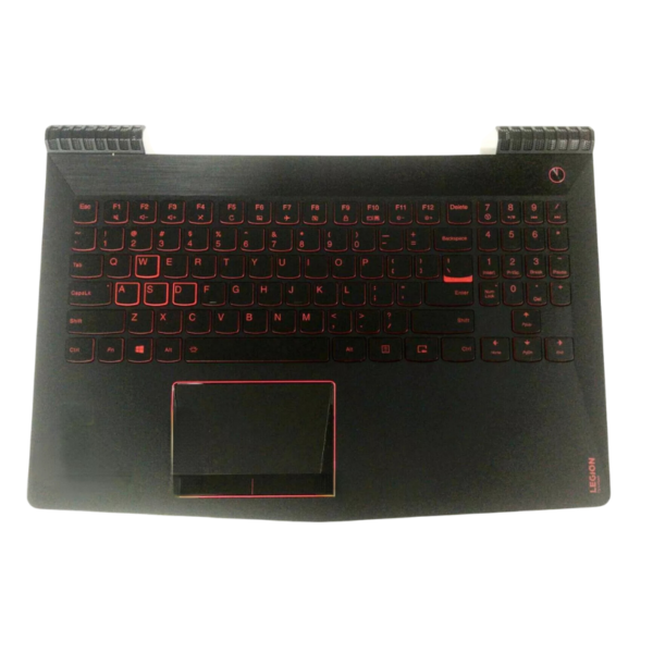 هاوسينج كيبورد لاب توب لينوفو أصلي - Lenovo Y520 - الجزء C بالم ريست - يشمل الكيبورد المضيئة باللون الأحمر والتاتش باد