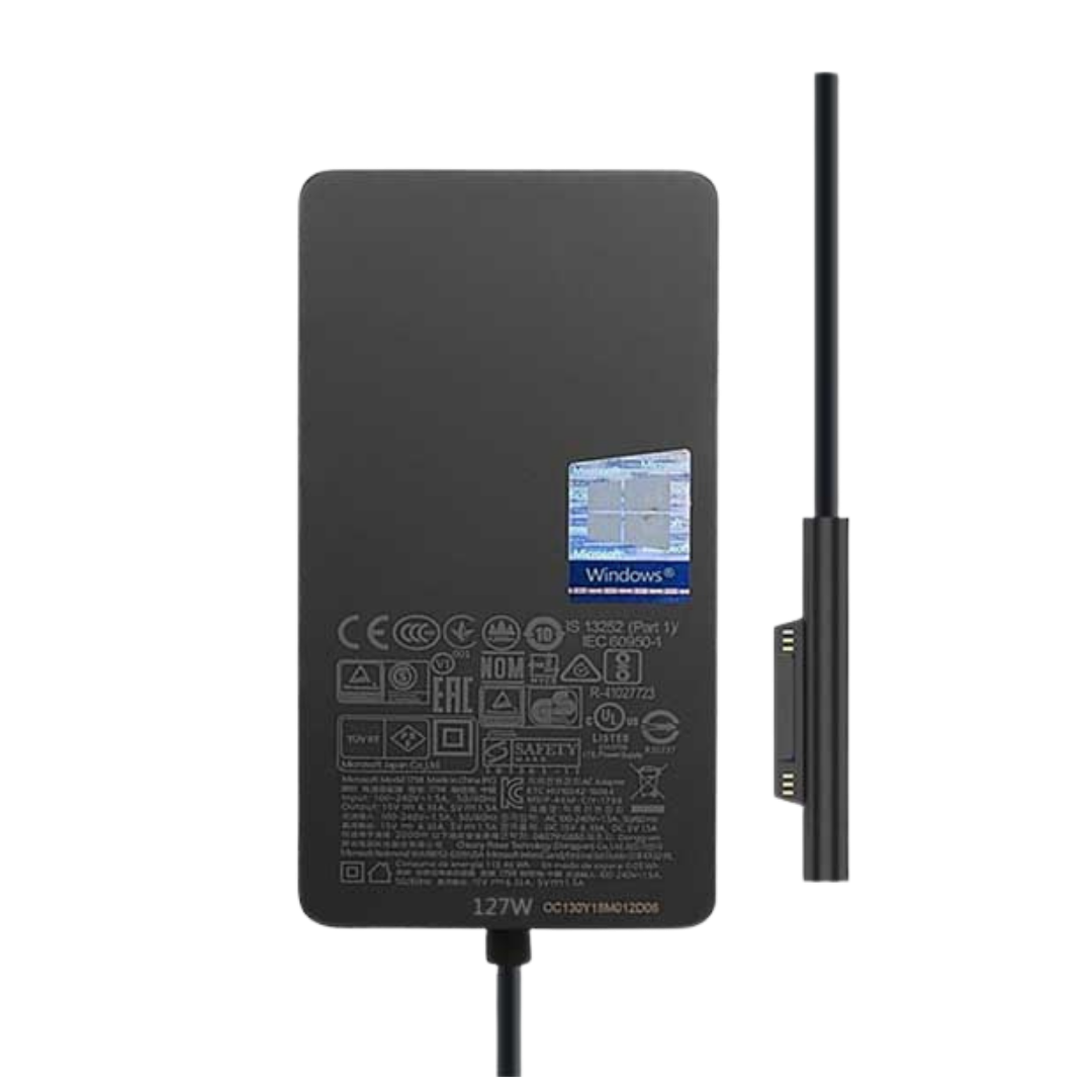 شاحن Microsoft Surface أصلي 127 واط Model 1798 شاحن Microsoft Surface أصلي 127 واط 20V 6.35A موديل 1798 - أسود مع كابل Surface Connect المغناطيسي