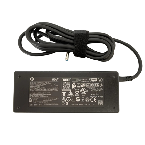 شاحن HP أصلي 90 واط Blue Tip – 19.5V 4.62A – 4.5×3.0mm – HP Pavilion Envy ProBook EliteBook – رقم القطعة TPN-CA18 710413-001