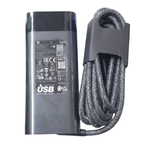 شاحن HP أصلي 100 واط USB-C – 20V 5A – HP Spectre Fold x360 Pavilion Plus ZBook Firefly Envy – رقم القطعة TPN-LA31 N57041-001