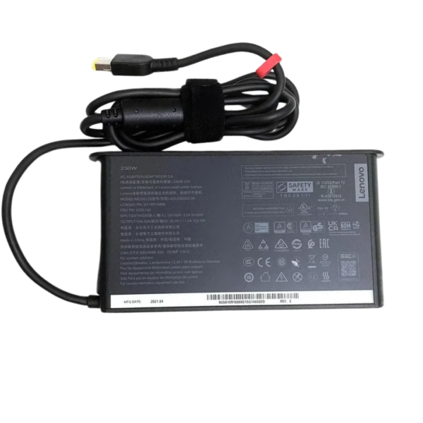 شاحن Lenovo Legion اصلي 230 واط – 20V 11.5A – Yellow Square Tip – Legion 5 Pro 16 وLegion 5 15 17 – ADL230SLC3A